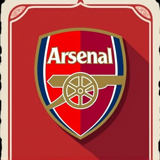 Design the back of a trading card featuring the logo of Arsenal team in anime style. The card should have a bold and vibrant design with an emphasis on the team colors and logo elements.