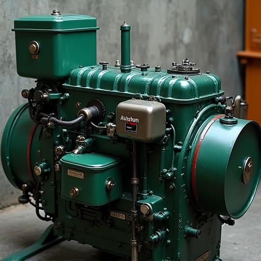 A motor with a small green box on its rear seat with 'Avishan' written. The engine appears operational.