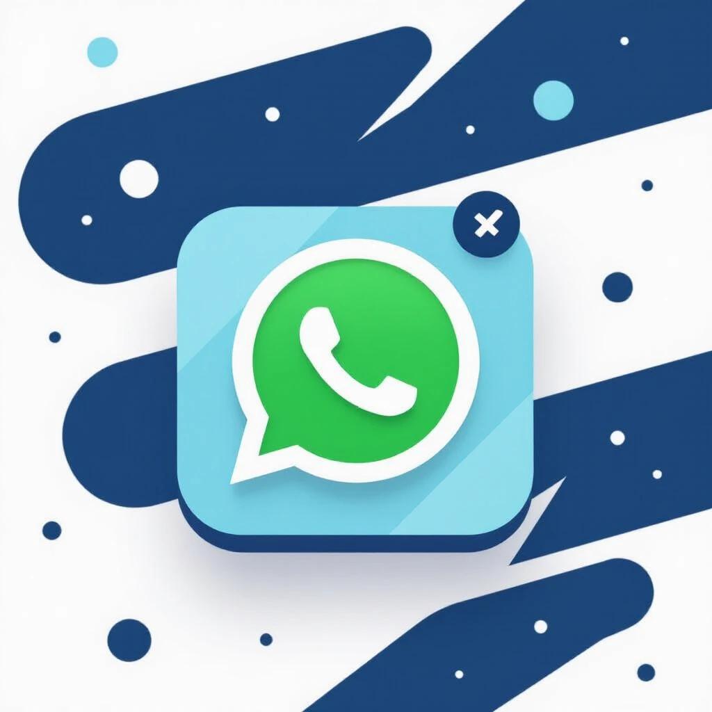 Logo of WhatsApp. Background features elements inspired by Valorant. The logo is vibrant and modern. Use of green for the logo. Blue and white background elements.
