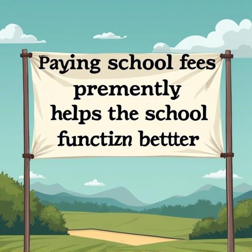 Generate a banner with the words Paying school fees promptly helps the school function better
