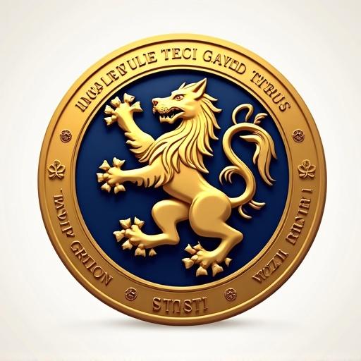Design a logo for a project management platform featuring the letters PMP. Focus on a lion motif within a circular emblem.