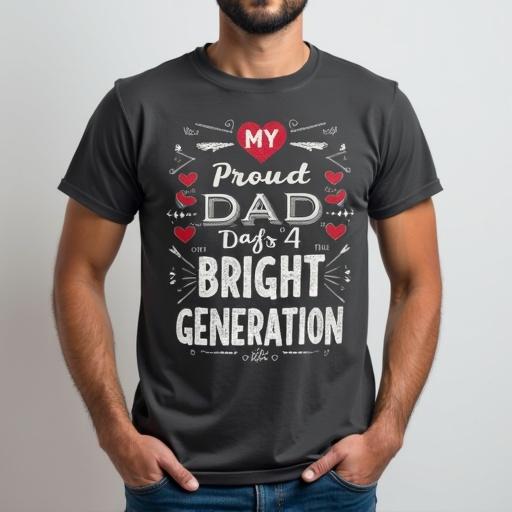 Showcase love and pride in a t-shirt designed for fathers. Features a message about being a proud dad of a bright generation. Suitable for gifting on special occasions or casual wear.