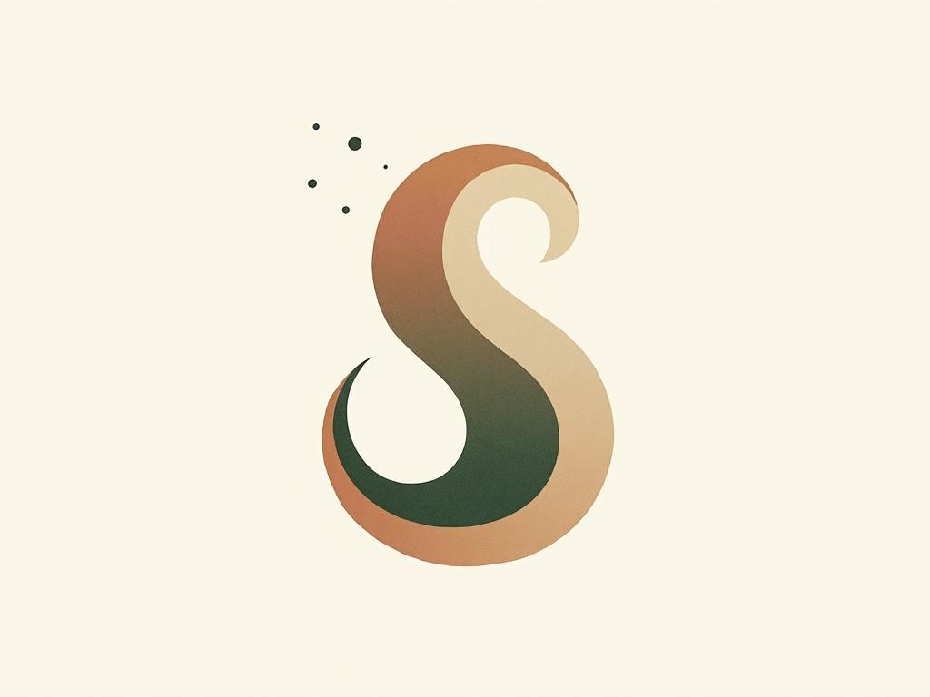 Create a stylized letter 'S' using earthy tones with a minimalist design.