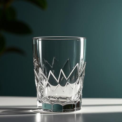 A glass is turned upside down on a flat surface. Soft lighting creates shadows.