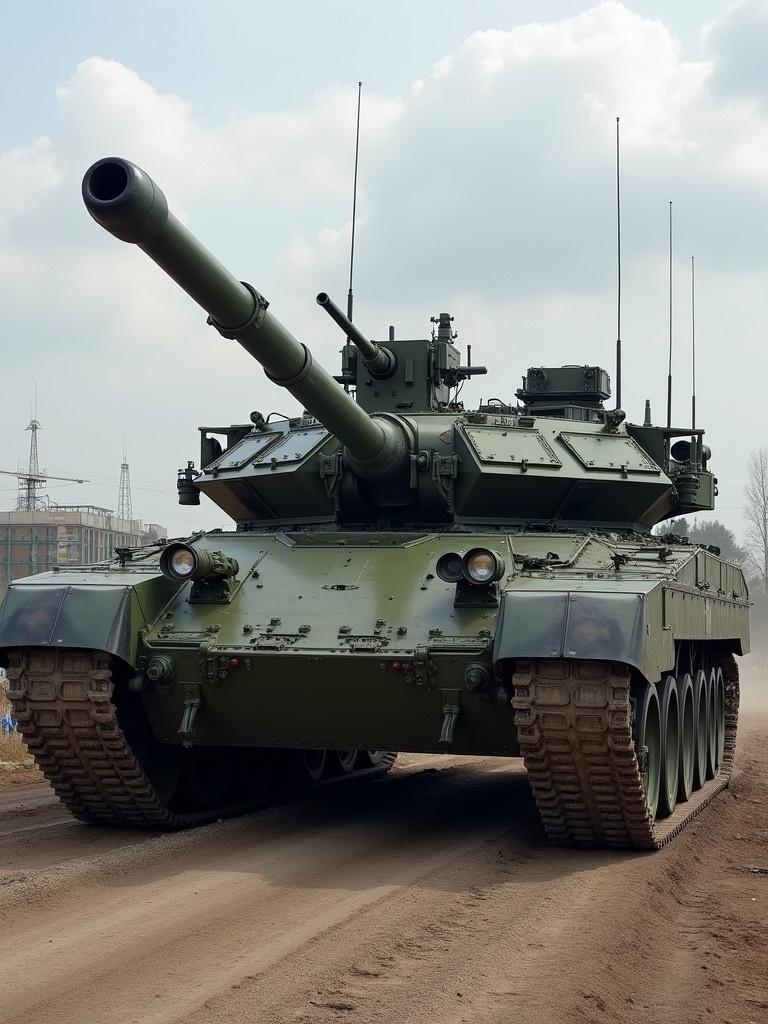 Modern Soviet heavy tank destroyer with durable armor. Military vehicle features robust design and specifications. Tank showcases powerful turret and cannon, well-suited for combat.