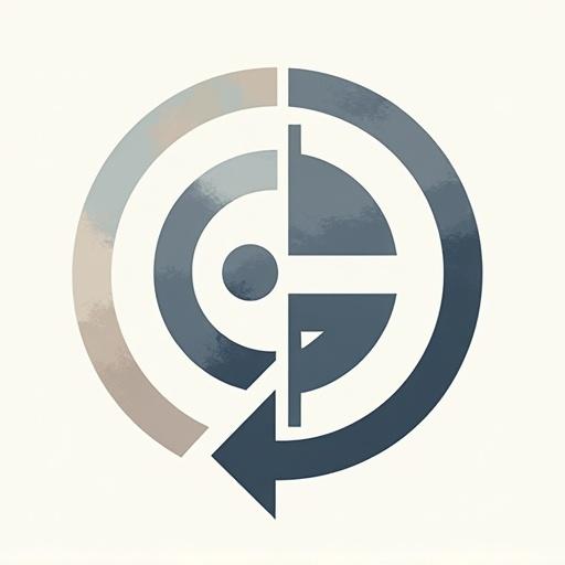 Simple abstract symbol expressing conscientiousness with circular and geometric forms in muted colors.