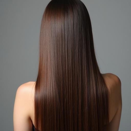 Japanese straight hair at the back of the head shines brightly