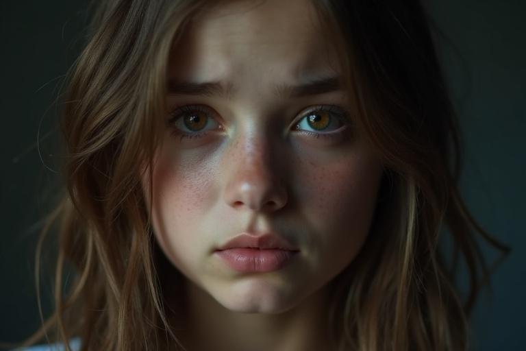 Image of a girl showing deep sadness due to betrayal. The girl has wavy hair and is looking away from the camera. Her face shows emotion and vulnerability, capturing a moment of introspection.