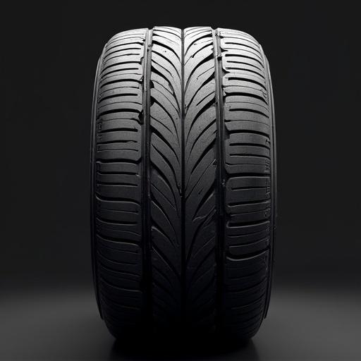 Close-up view of an F1 tire showcasing surface texture details and tread patterns.