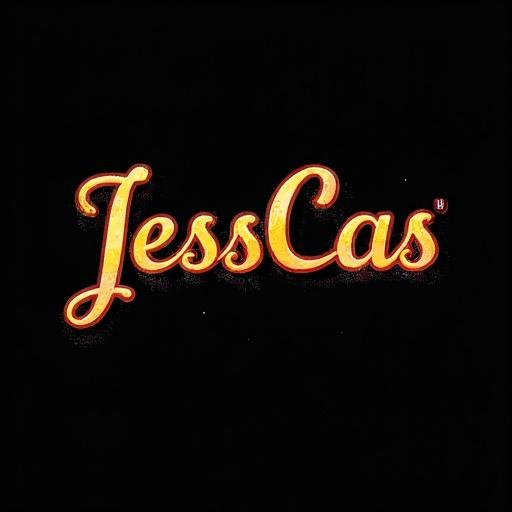 Creative print design for a black T-shirt. Theme is online casino featuring the name 'JESSCAS'. Bright and attention-grabbing design in a casino style. No objects with frayed edges and neon glow. Strictly colorful. Design includes logo, geometric casino chips with '$' or '777', minimalist playing cards and dice maintaining spacing from edges. Use specified Pantone colors. Maintain clean vector style with closed paths and solid fills.