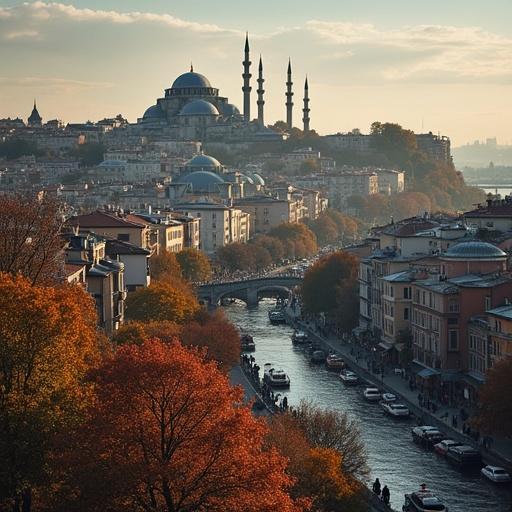 Design a proposed artificial intelligence data center with an Istanbul theme. Emphasize the unique architecture and skyline of the city.