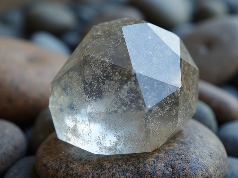 Crystal diamond resting on an aged rock