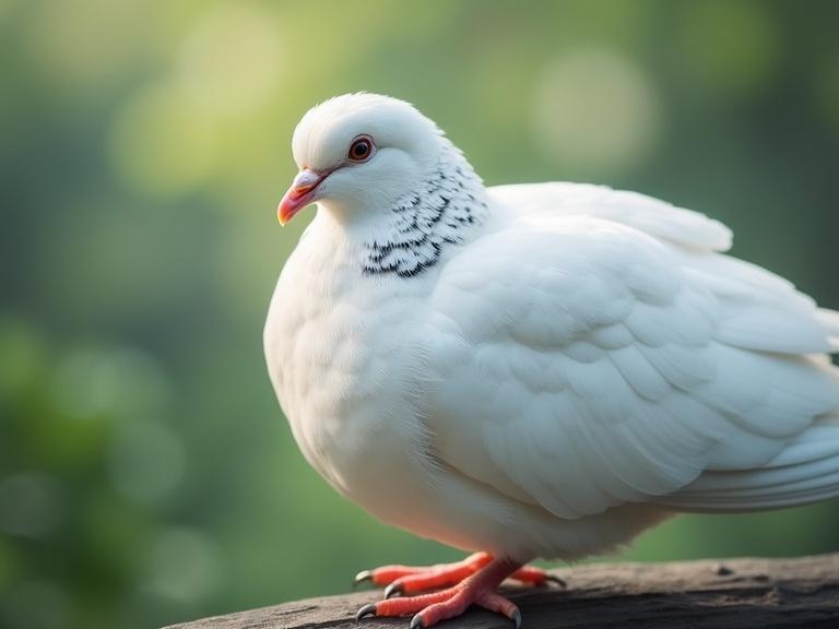 A magnificent white dove perched in beautiful nature with a realistic appearance.
