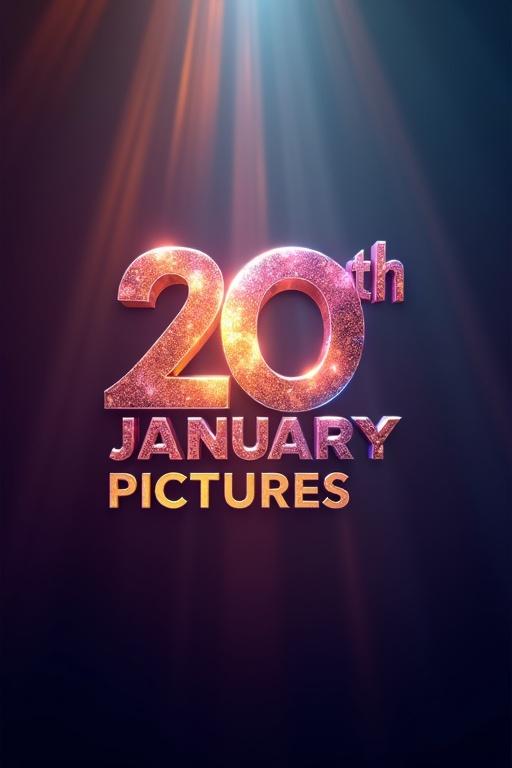 Image features a logo reading '20th January Pictures'. The background has bright colorful beams of light. The logo suggests film and media production. Dramatic atmosphere evoked through colors and lighting.