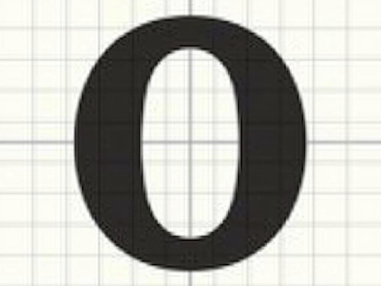 The image depicts a large, bold letter 'O' in black color. It is set against a light background which helps it stand out clearly. The letter is well-defined and circular, representing its typical shape in the English alphabet. There are grid lines in the background, providing a structured view of the layout. This simplistic design focuses solely on the letter itself, making it suitable for various graphic design or educational purposes.