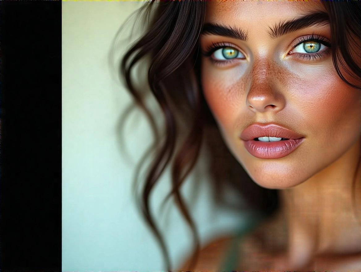 Extreme close up of a beautiful actress focusing on eyes and skin texture.