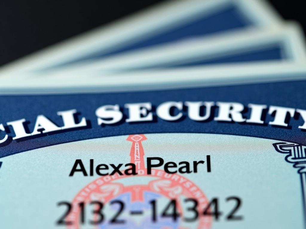 Close-up of a Social Security card with a name and number partially visible.