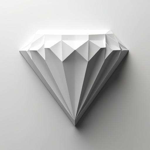 Large-scale diamond shape composed of multiple angular facets. Monochromatic design with bold geometric planes. Dimensional shading creates a solid crystalline form. The diamond structure fills the majority of the frame with a clean modern aesthetic appeal.