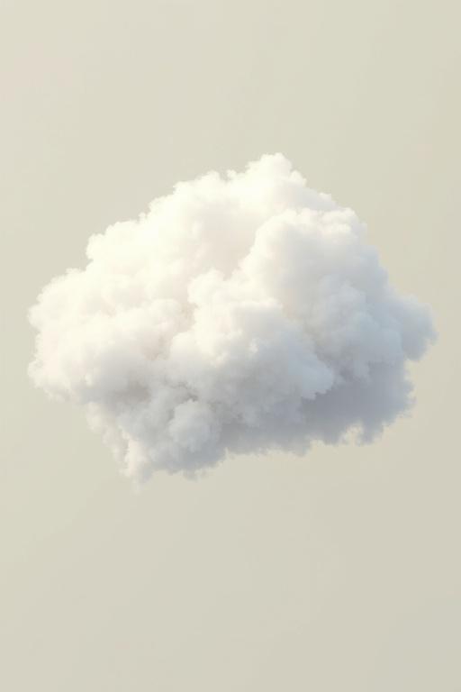 Fluffy white cloud shaped like a human brain against a solid color background. Artistic illustration style.