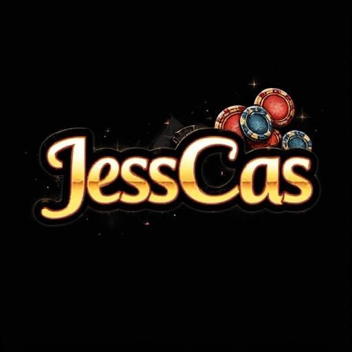 Design features 'JessCas' logo prominently on black T-shirt. Includes geometric casino chips, minimalist playing cards, and dice. All elements have solid outlines and maintain proper spacing. Design uses vibrant colors with a clean vector art style. No overlapping or cropped elements.