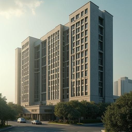 Oblivion VII hotel depicted as a massive and modern building showcasing architectural design.