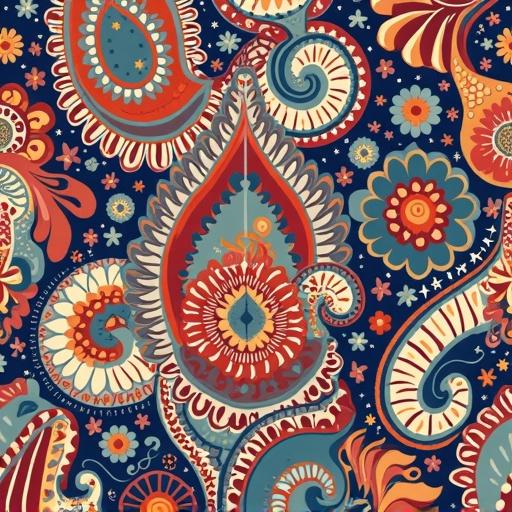 Seamless paisley design for fabric printing with intricate details. High resolution and beautiful traditional motifs on a transparent background.