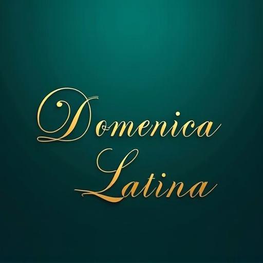 Elegant font style text phrase Domenica Latina in deep teal color with golden accents.
