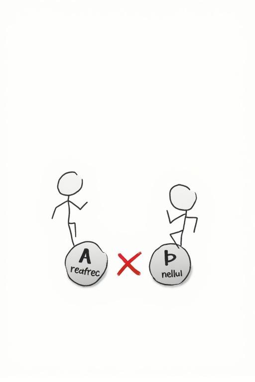 Stickman-style illustration shows user labeled niveau A moving towards round icon representing niveau B course. A red cross appears between the two icons. Entire scene is presented as an equation where the icons do not add up.