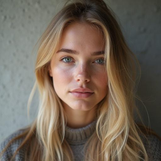 Portrait of a blonde woman in her 20s showcasing natural beauty and soft features
