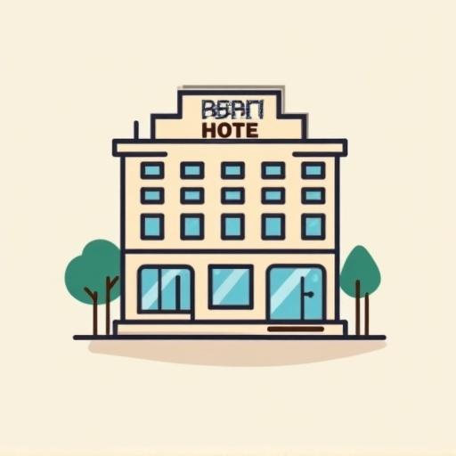 Icon for a hotel AI assistant. Minimal and modern design. Creative depiction of a hotel. No text in logo.