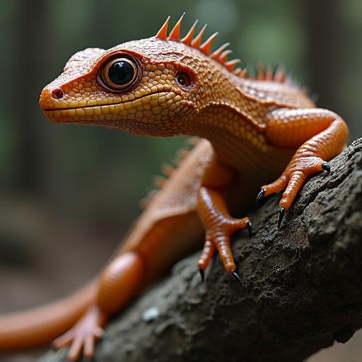 Slender glass lizard depicted in devourer art style. Dominant colors are dark brown rusty-brown and tan-brown. The lizard is posed on a branch with a soft focus on its features.