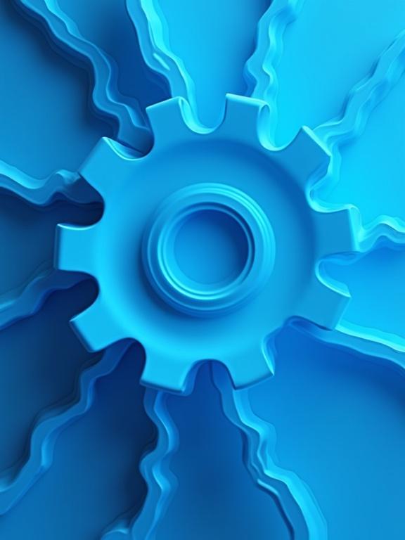 Professional representation of methodology concept. Image features a gear in blue tones. Style is professional and photorealistic. Dominant blue colors create a cohesive visual. Suitable for presentations.
