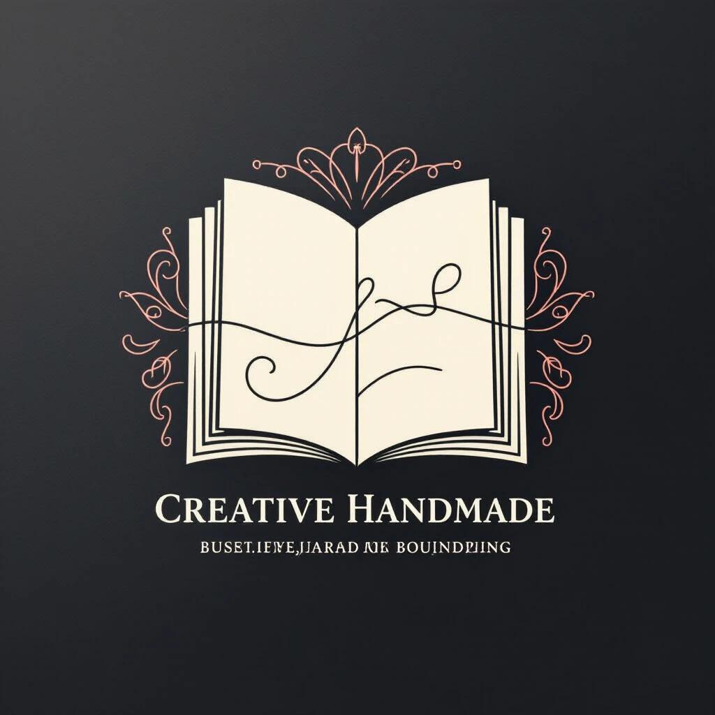 Abstract elegant logo represents a handmade bookbinding brand. Design features shapes and lines reminiscent of bookbinding elements without literal imagery. Conveys exclusivity sophistication and handcrafted richness. Suitable for digital and print materials. Artistic unique contemporary appearance evokes personalized art in bookbinding.
