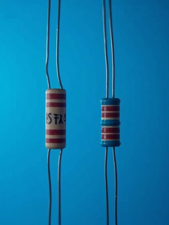 Two different resistors are centered in the image. The background is blue.
