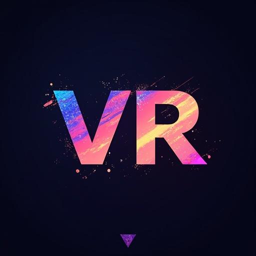 Create a logo-style image merging the letters VR. The design should be colorful.