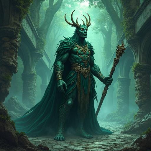 Aequorian character from a comedic fantasy book. Luminescent and vague form. Ancient and destructive presence. Mysterious and vengeful demeanor. Wields arcane powers. Vulnerable to human emotions. Sealed for centuries beneath a library.