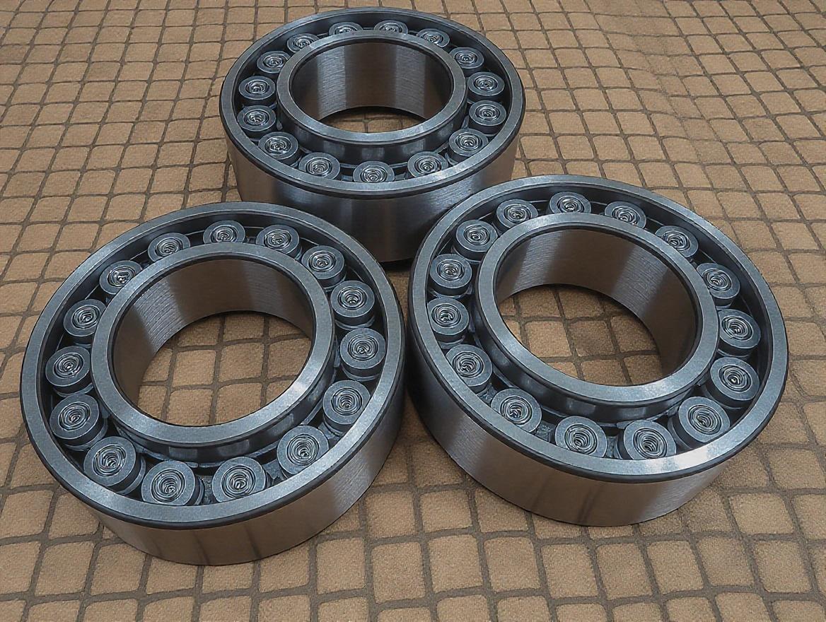 Visual representation of big end bearings and conrod bearings arranged on a textured surface to showcase their design and engineering.