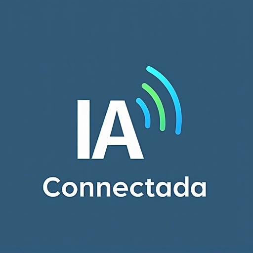 Logo design for a website named IA Conectada focused on AI and current topics. Features 'IA' in a minimalist style and includes signal waves.