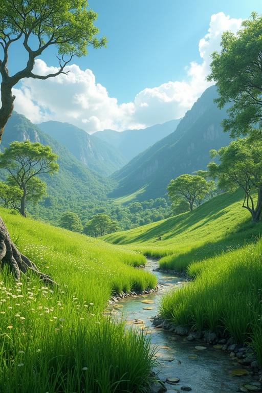 A 3D animated scene of a savanna grassland during sunset. The scene features zebras grazing in a golden landscape under a bright orange sky. The atmosphere reflects tranquility and natural beauty.