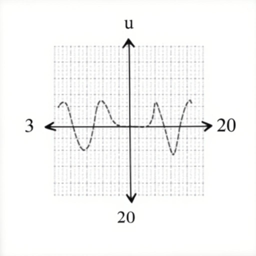 Graph of cosine function with radius of 20. Labels on axes from 3 to 20.