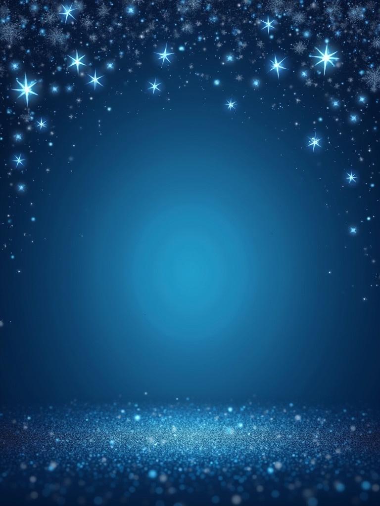 A shimmering blue background filled with numerous stars and glittery elements. It creates a festive and wintry atmosphere. The stars twinkle, and the background has a gradient effect that draws focus to the center.