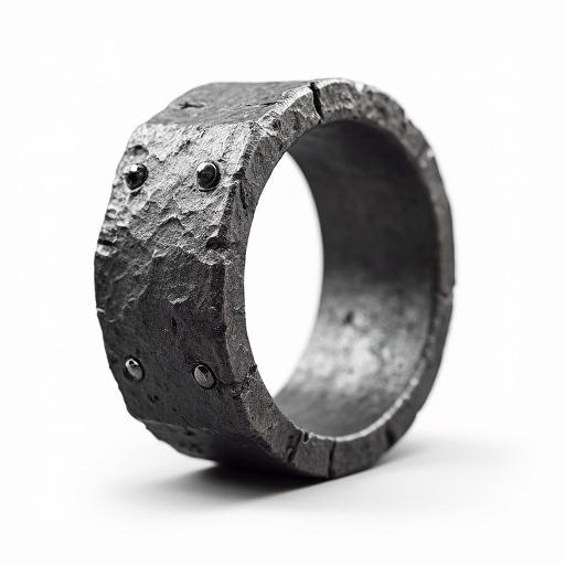 Finger ring made of steel designed for ARPG style asset. No background. Transparent background.