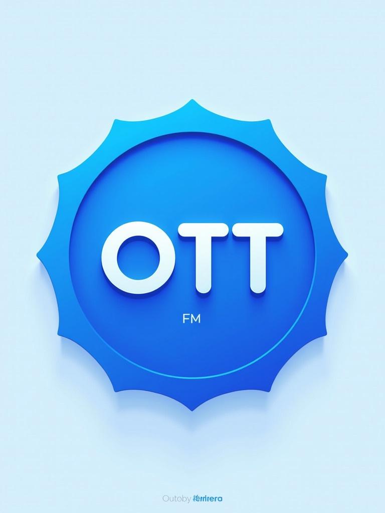 Design features a blue circular logo with the text 'OTT' in white. The design is minimalistic. Focus on the blue color scheme. Suitable for a cryptocurrency coin.