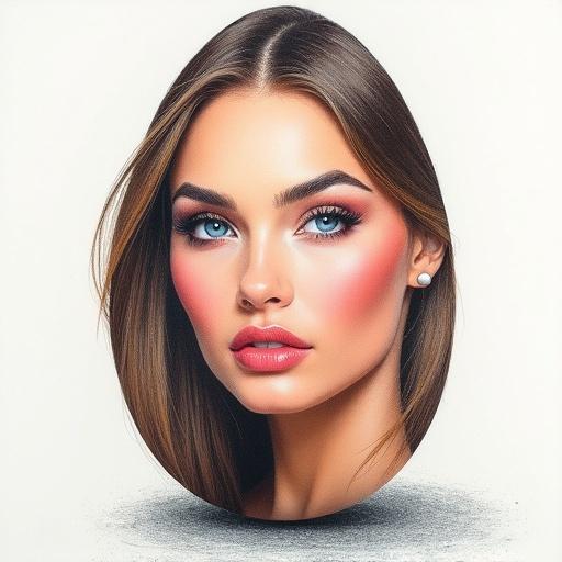 Color pencil sketch showcases a supermodel's likeness on an Easter egg. Delicate strokes define features. Vibrant colors enhance beauty, creating art and elegance.