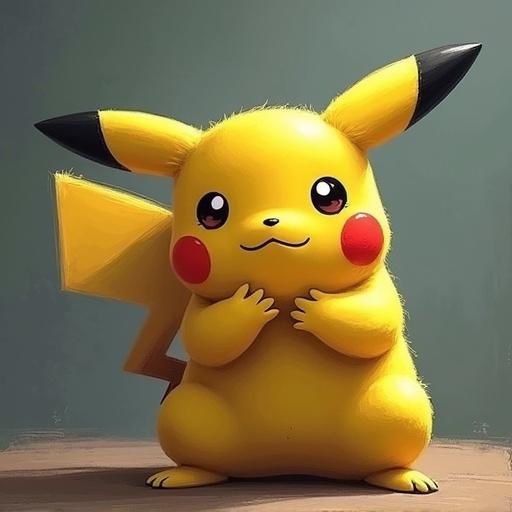 Pikachu showing sadness while hugging a purple plush. Cute and fluffy character. Iconic Pokémon with prominent yellow color. Adorable expression on face. Authentic character representation in a supportive pose.