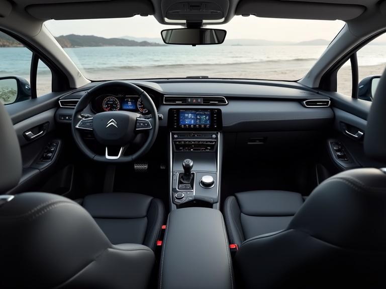 Interior view of Citroen C6 2026 showcasing dashboard features and design.