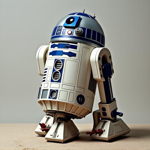 Create a stylized version of R2-D2 with a unique design.