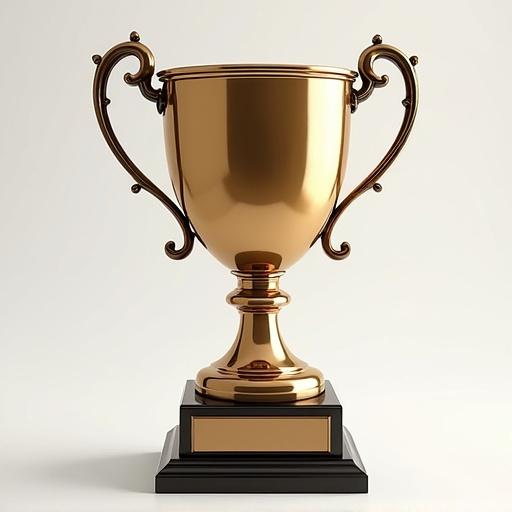 Design of a golden trophy on a black base meant for recognition of overthinking skills. The trophy features ornate handles and a polished finish, highlighting an award for achievement.