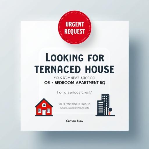 Real estate advertisement design focused on urgency. Clean graphic layout with clear typography and icons. Includes a call to action button and gradient backgrounds.