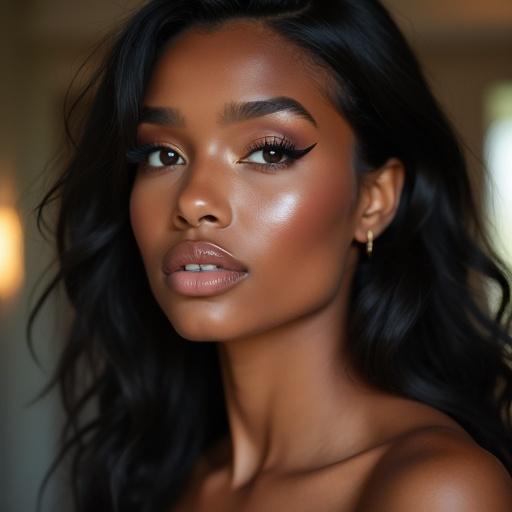 portrait picture of a black girl with makeup on in a relaxed setting
